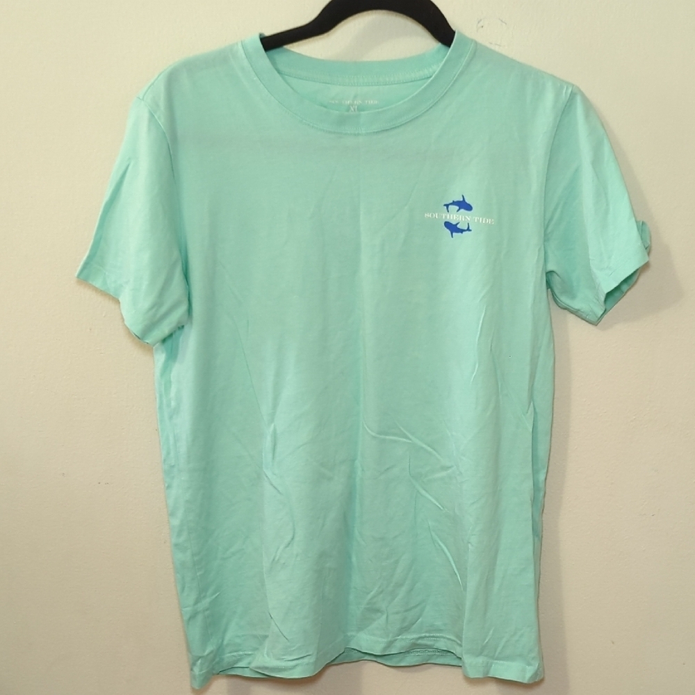 Southern Tide Youth School of Sharks Skipjack T-Shirt Ocean Green Size XL
